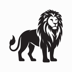 Obraz premium black Lion vector, Lion logo vector icon, Lion illustration design, Lion silhouette vector black and white