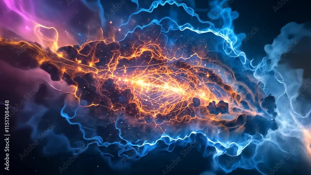 Canvas Prints celestial collision: cosmic lightning storm in a nebula
