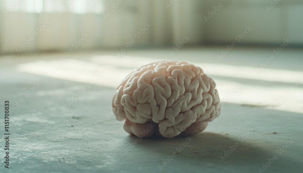 Aufkleber Explore an Artistic brain representation surrounded by light and dark zones, symbolizing memory health challenges, visually captured in this evocative image, representing neurological vulnerability