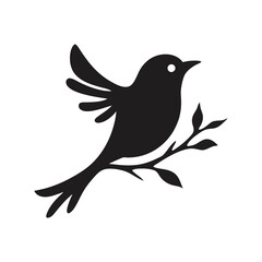 Elegant Nightingale Silhouette Vector Illustration | Bird Design