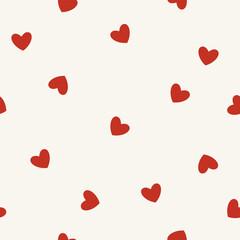 Abstract seamless pattern with tiny red hearts. Vector illustration for Valentine's Day, baby shower, birthday, wedding print.