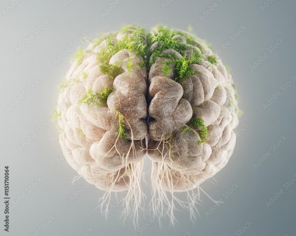 Poster explore the mesmerizing growth of a brain depicted as a tree, with roots and leaves symbolizing the 
