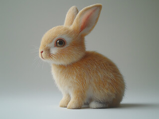Obraz premium Adorable Fluffy Bunny Rabbit Sitting Posing Against a Neutral Background Studio Shot