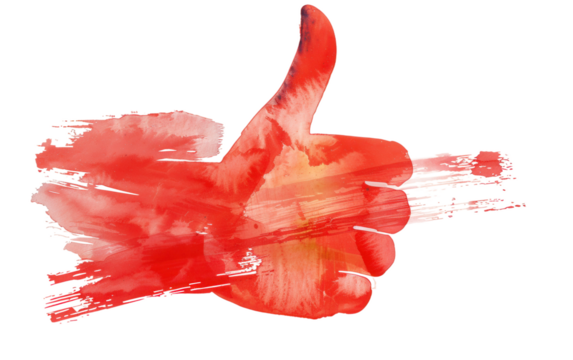 Positive Thumb Up Icon with Brush Stroke Design on White Isolated on Transparent Background PNG