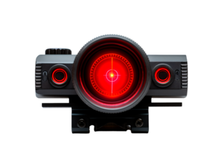 a black square object with a red light