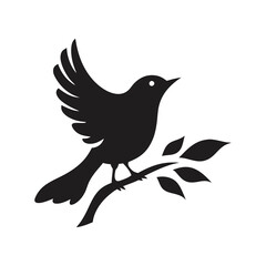 Elegant Nightingale Silhouette Vector Illustration | Bird Design