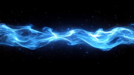 Fototapeta premium Vibrant electric blue waves radiating energy on a black backdrop.