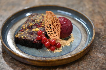 delicious chocolate brownies with berries