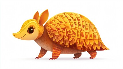 Fototapeta premium Adorable Cartoon Armadillo Vector Illustration Isolated on White Background