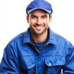 Smiling Delivery Man in Uniform: Logistics, Courier Services, Customer Satisfaction, and Professionalism