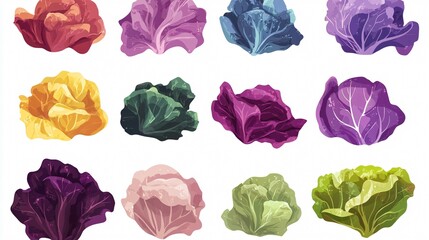 Fresh Cabbage Vegetable Vector Illustration Isolated on White Background