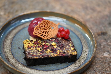 delicious chocolate brownies with berries
