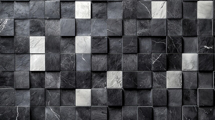 Abstract black and white tile pattern with geometric texture