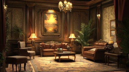 Opulent Victorian-Style Living Room Interior Design