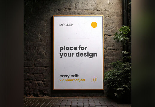 Poster Frame Mockup on an Internal Garden
