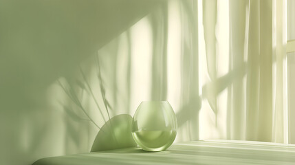 Minimalist Serenity: Glass Spheres and Drapes in Soft Light