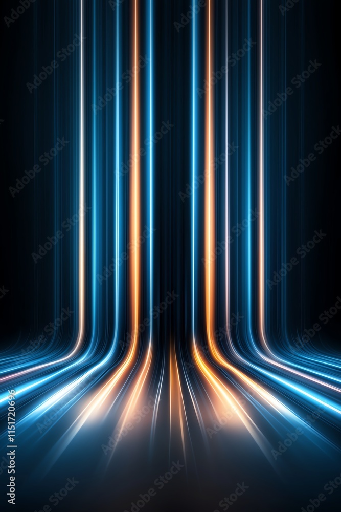 Poster futuristic abstract background with glowing neon lights and lines, creating a dynamic and modern vis