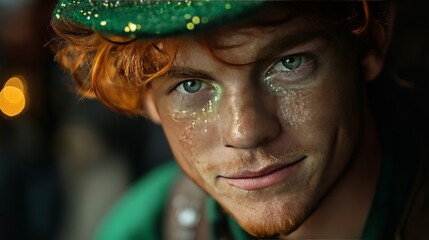 Celebration of St. Patrick's Day with lively leprechaun in vibrant attire