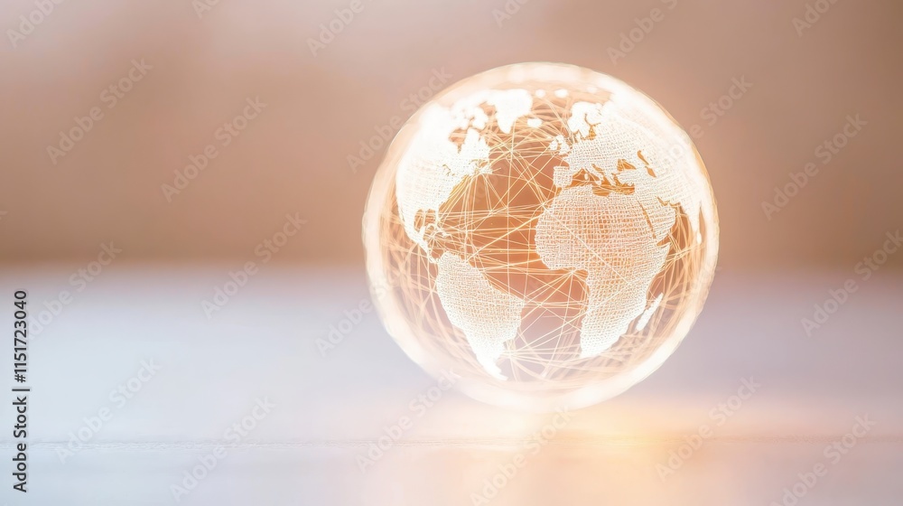 Aufkleber a glowing globe showcasing a map of the world, symbolizing global unity and connectivity against a s