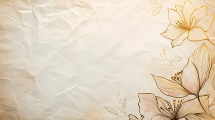 Elegant Gold and Pastel Flowers on Textured Vintage Paper Design.