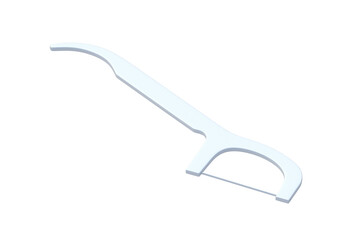 One toothpick isolated on white background. Dental floss stick. Interdental cleaner. Daily prevention hygiene. 3d render