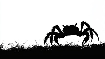 Fototapeta premium Unique features of fiddler crab silhouette on coastal shoreline in low angle perspective