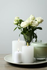 Beautiful composition with candles on the table