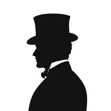 recommend clip art: Elegant Silhouette of a Formal Man in a Top Hat