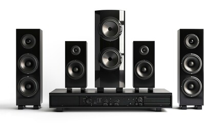 Fototapeta premium Black Home Theater Speaker System Setup