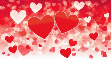 Red and white hearts bokeh background.