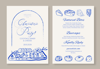 Whimsical Charcuterie Invitation Minimalist Editable Template for Parties and Gatherings