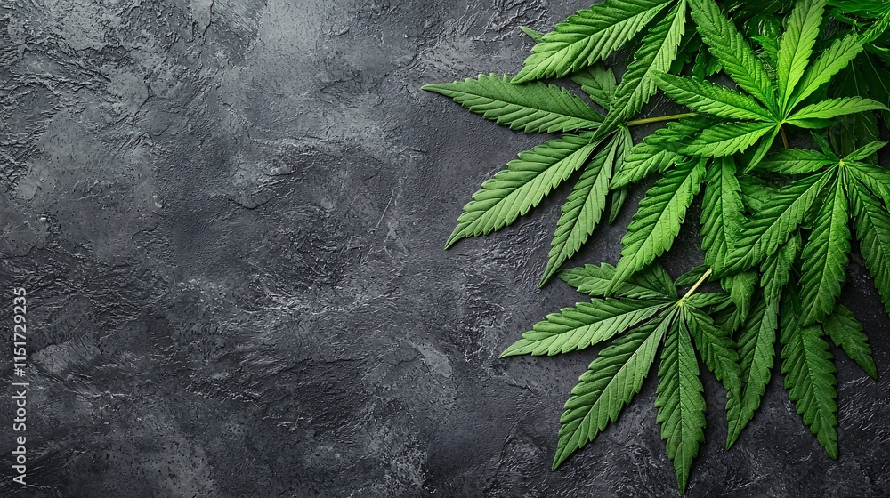 Aufkleber an educational setup showing cannabis leaves next to a poster explaining cannabinoids with clean mod