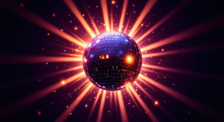 disco ball with bright Linen beams of light creating a dazzling light pattern