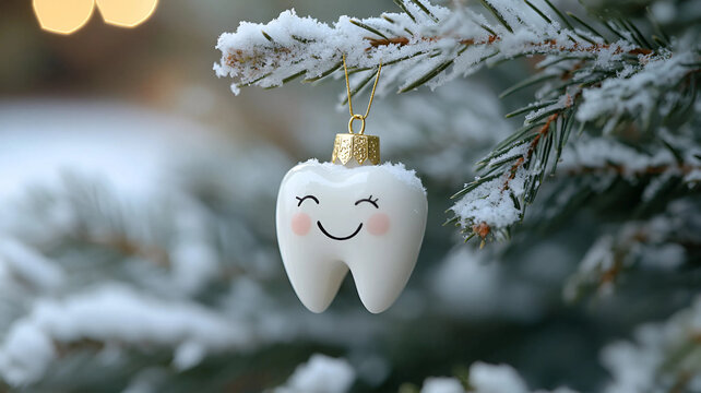 Decoraci&oacute;n de &aacute;rbol de navidad con forma de diente