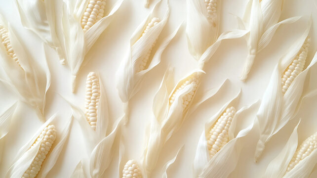 Ma&iacute;ces frescos dispuestos en un bonito motivo sobre un fondo sencillo.