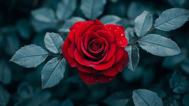 Wallpaper con motivos de flores de rosas rojas frescas naturales. vista superior