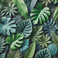 Fototapeta premium Beautiful green leaves plant background. Tropical leaves concept 