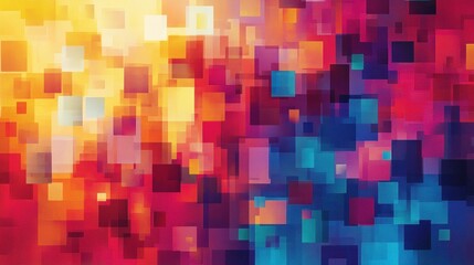 Abstract Pixelated Landscape: A Symphony of Warm and Cool Colors