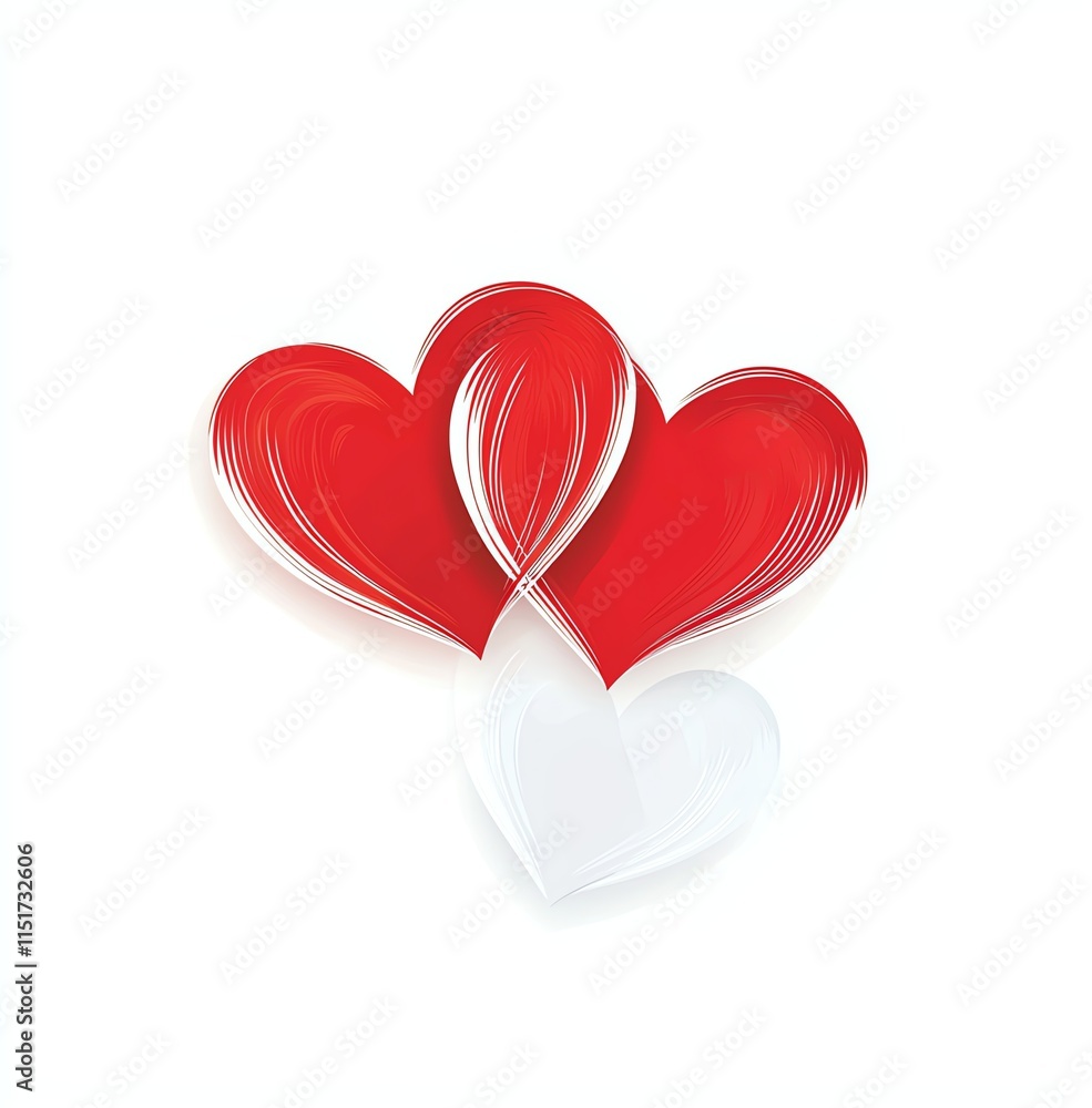Poster a modern abstract design of overlapping red and white hearts on a simple background. perfect for val