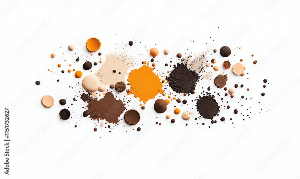 Aufkleber abstract splashes of colorful powders on white background, creating a vibrant and artistic compositi