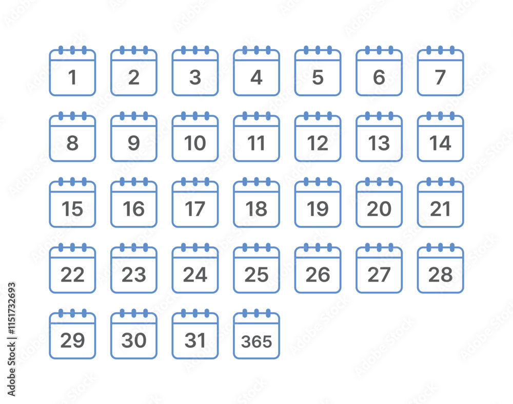 Poster set of minimalist and simple numbered monthly and yearly calendar, schedule, planner and scheduler i