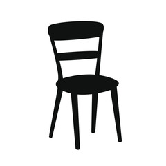 Simple chair icon simple silhouette style white background vector black and white flat design front