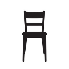 Simple chair icon simple silhouette style white background vector black and white flat design front