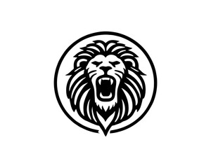Roaring lion Mascot logo design icon symbol vector illustration. 