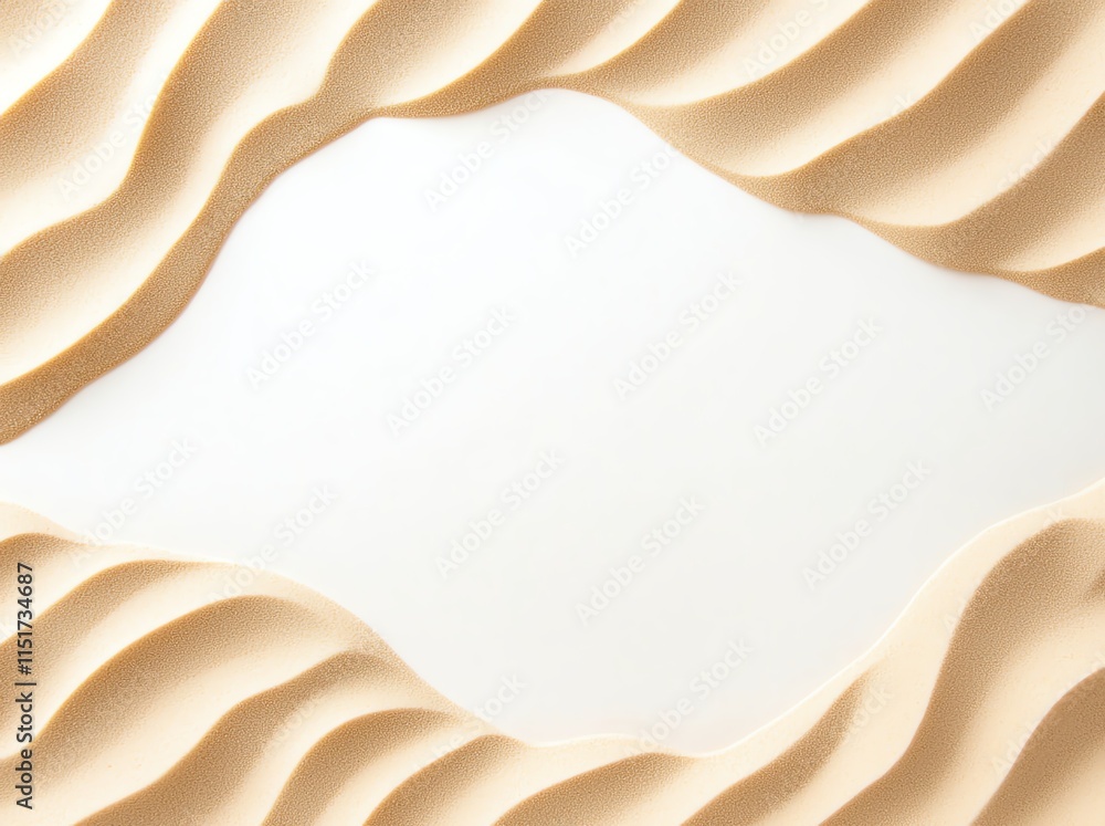 Poster abstract background with wavy, layered paper texture in beige tones, creating a soft and elegant fra