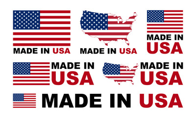 Made in USA badges and emblems. United state of America. of set collection illustrations.