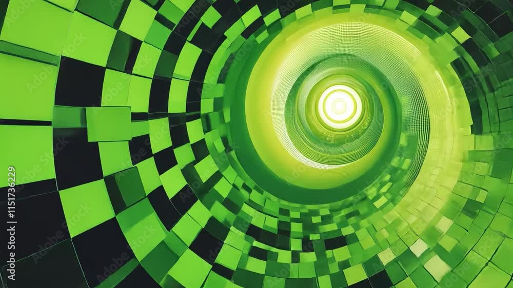 Aufkleber green spiral abstract: a captivating abstract design featuring a swirling green and black geometric 