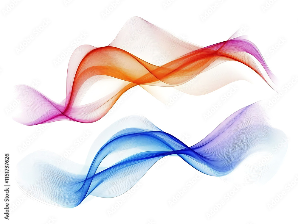 Aufkleber abstract colorful flowing wave lines isolated on white background. design element for technology, sc