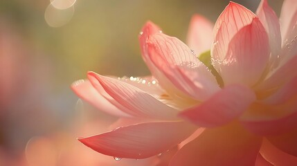 Fototapeta premium Delicate Pink Lotus Petals with Dewdrops in Soft Light