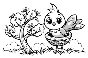 black and white coloring book page for kids cute